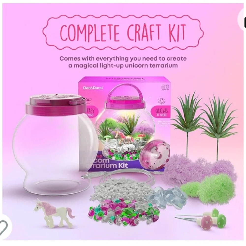 Light Up Unicorn Terrarium Kit Fantasy Night Glowing Gardening